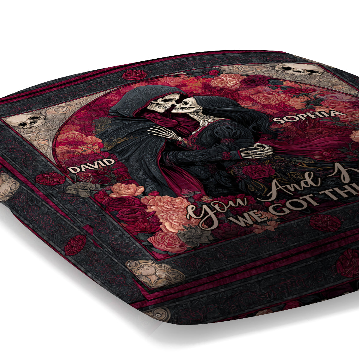 Totenköpfe der ewigen Liebe – Personalisiertes Pärchenkissen