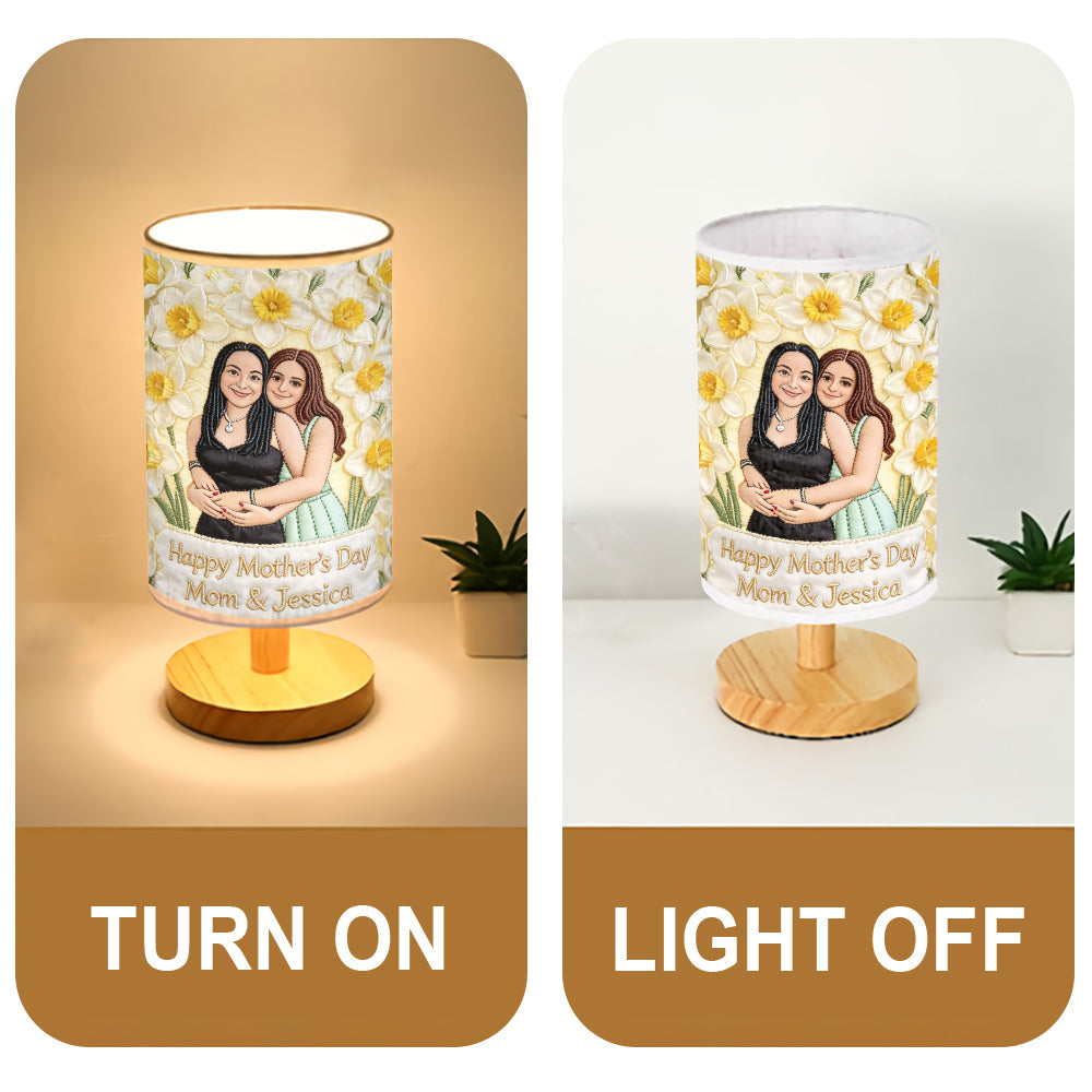 Gift For Mom And Grandma - Personalized Mother Table Lamp With Wood Base