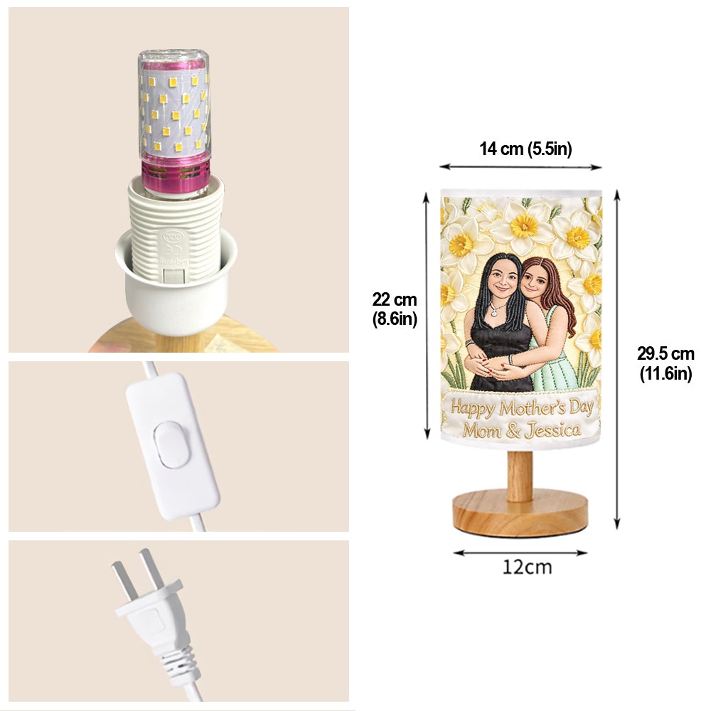 Gift For Mom And Grandma - Personalized Mother Table Lamp With Wood Base