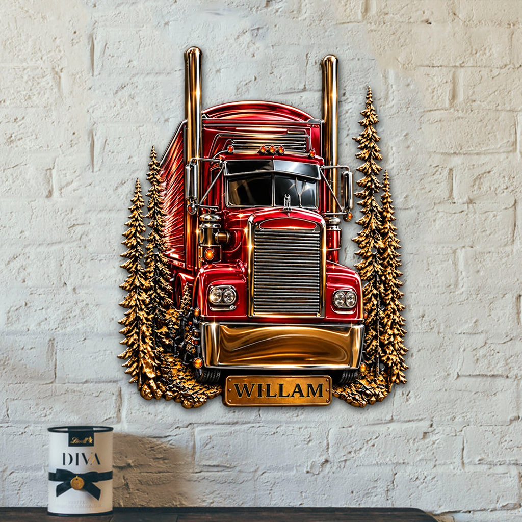 Truck Driver - Personalized Trucker 3D Printed Cut Metal Sign