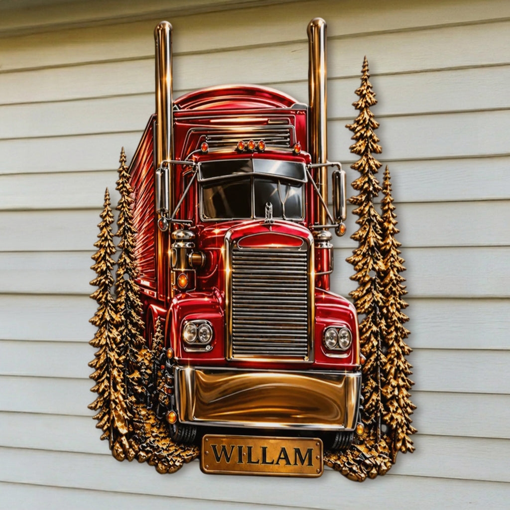 Truck Driver - Personalized Trucker 3D Printed Cut Metal Sign