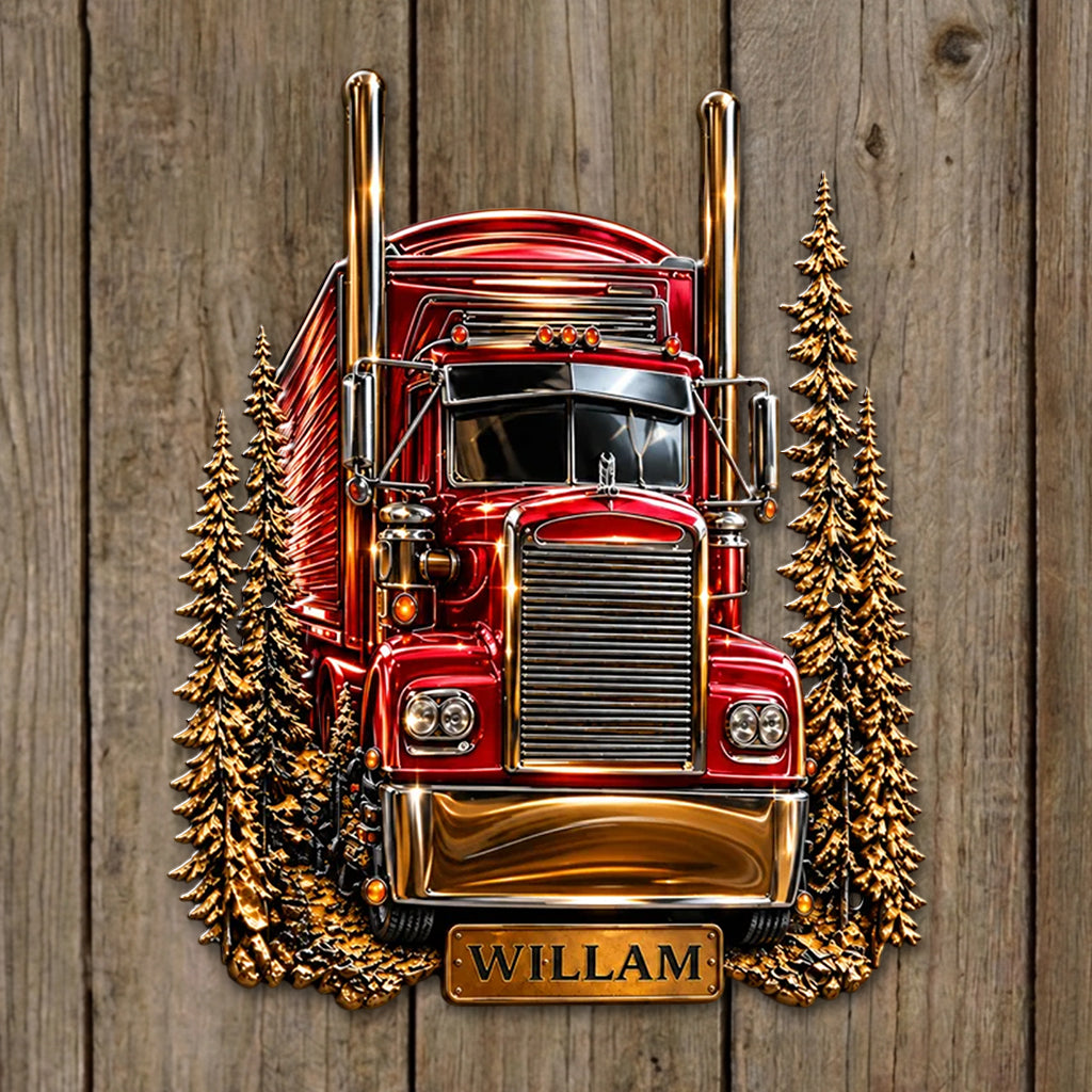 Truck Driver - Personalized Trucker 3D Printed Cut Metal Sign