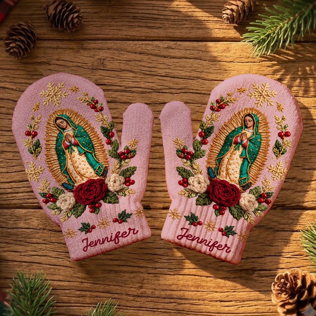 Blessed Mother - Personalized Christian Knitted Mittens