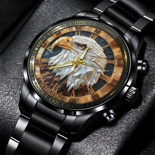 Geometrischer Adler – Personalisierte Weißkopfseeadler-Handuhr