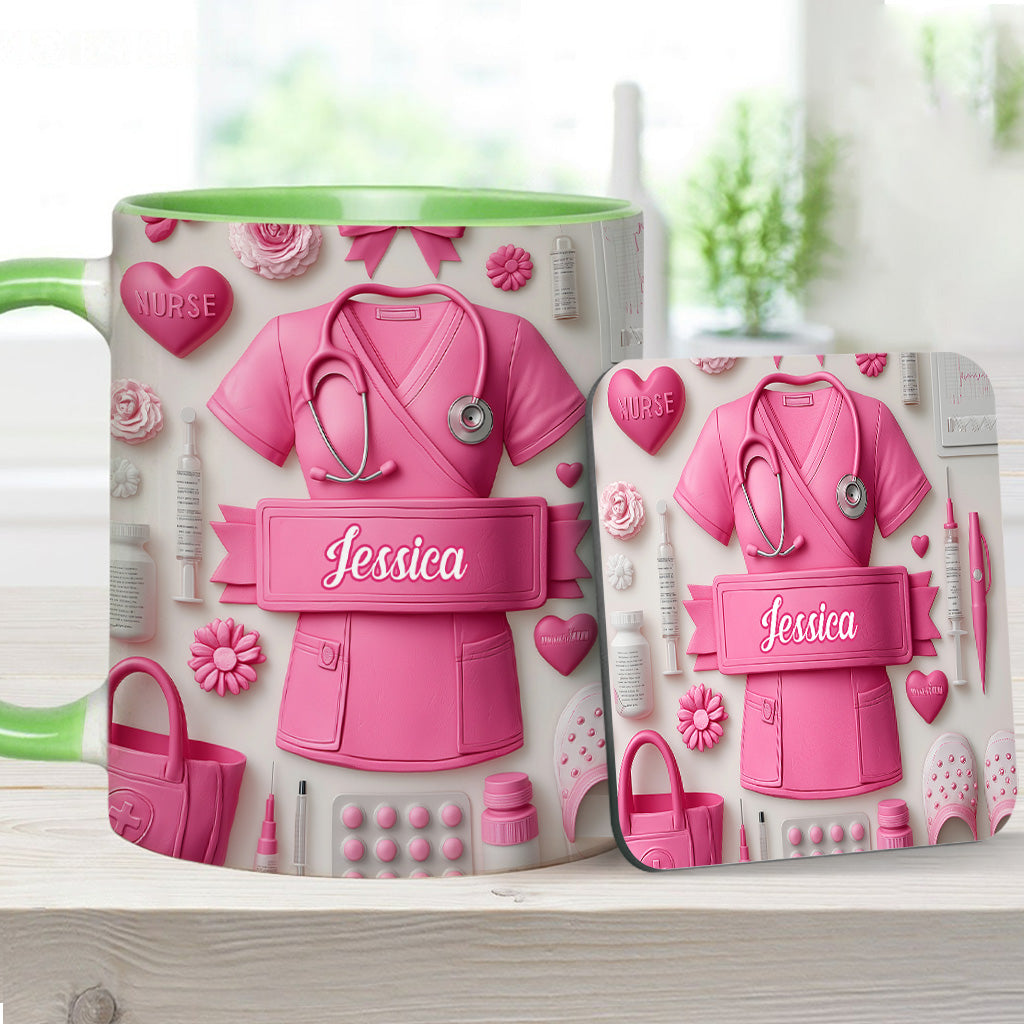 Krankenpflege ist eine Herzensangelegenheit – Personalisierte Tasse mit Krankenschwester-Motiv