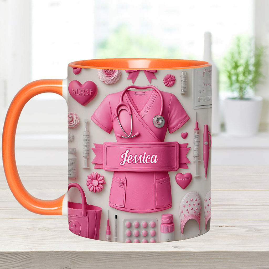 Krankenpflege ist eine Herzensangelegenheit – Personalisierte Tasse mit Krankenschwester-Motiv