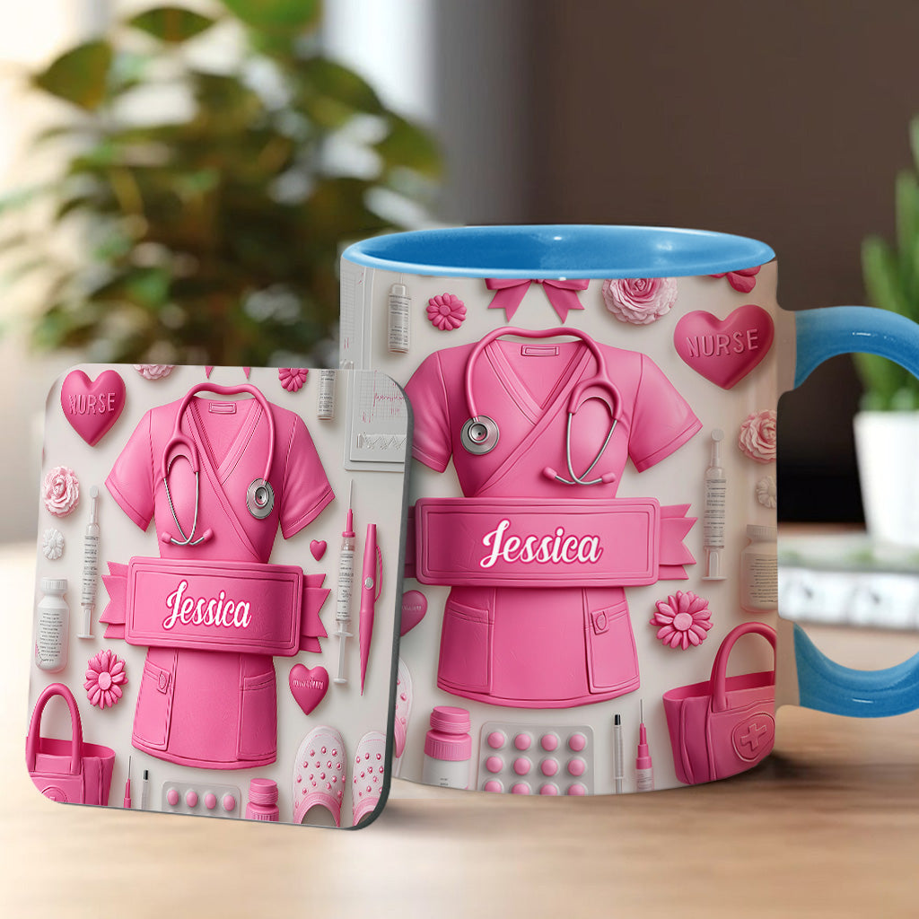 Krankenpflege ist eine Herzensangelegenheit – Personalisierte Tasse mit Krankenschwester-Motiv