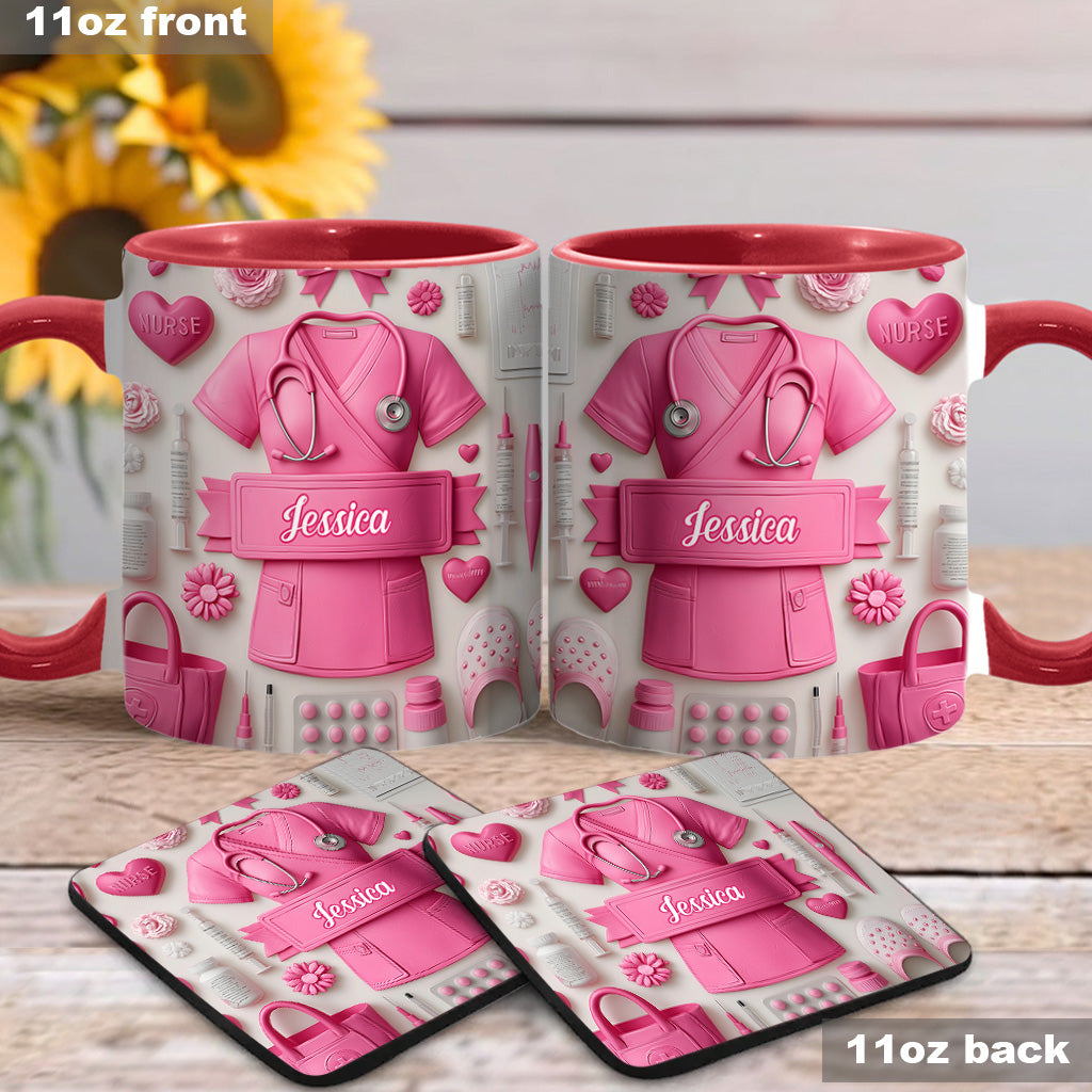 Krankenpflege ist eine Herzensangelegenheit – Personalisierte Tasse mit Krankenschwester-Motiv
