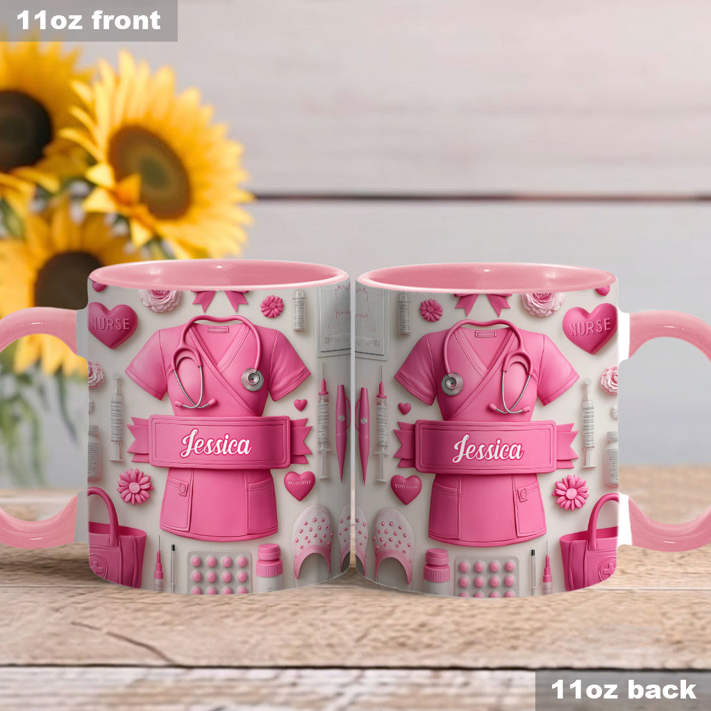 Krankenpflege ist eine Herzensangelegenheit – Personalisierte Tasse mit Krankenschwester-Motiv