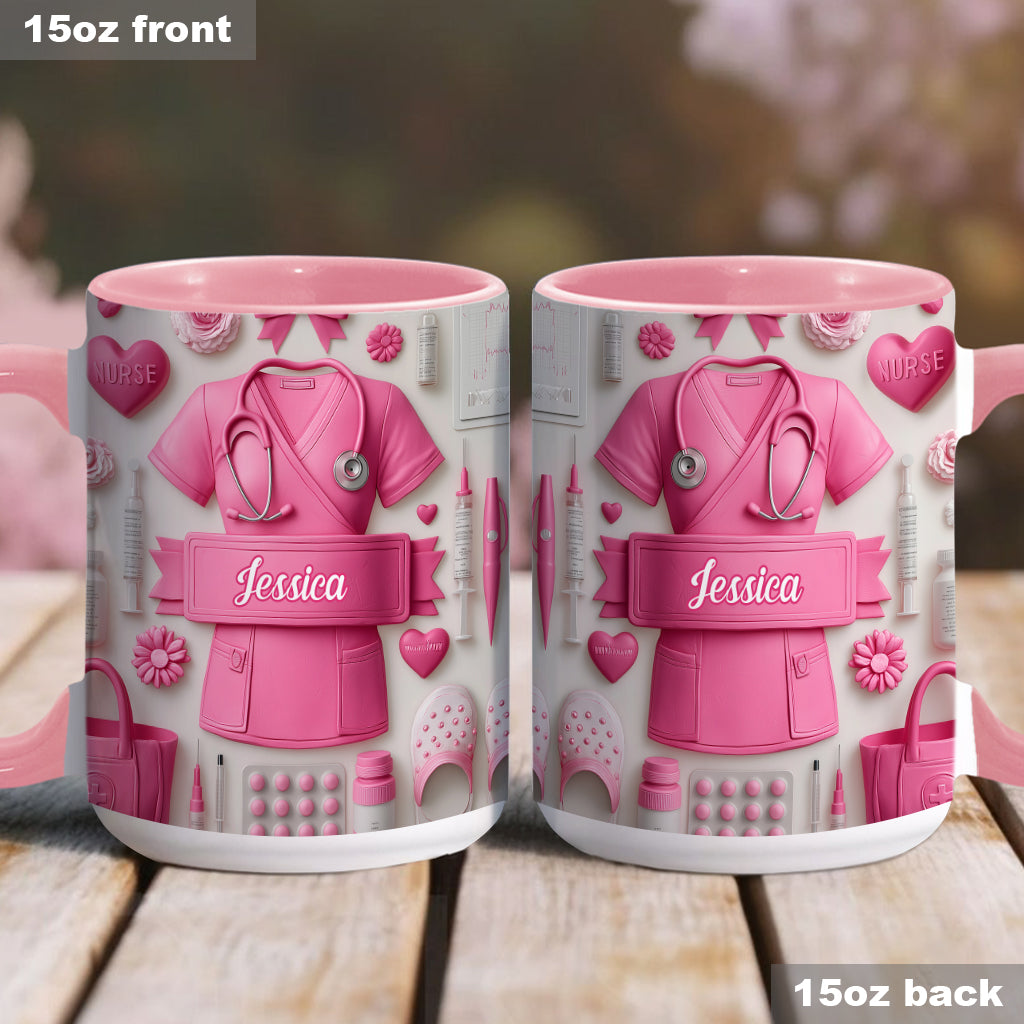 Krankenpflege ist eine Herzensangelegenheit – Personalisierte Tasse mit Krankenschwester-Motiv