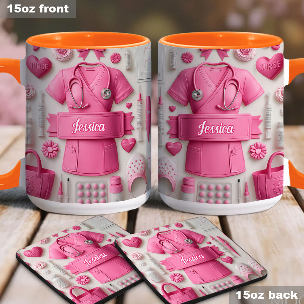 Krankenpflege ist eine Herzensangelegenheit – Personalisierte Tasse mit Krankenschwester-Motiv