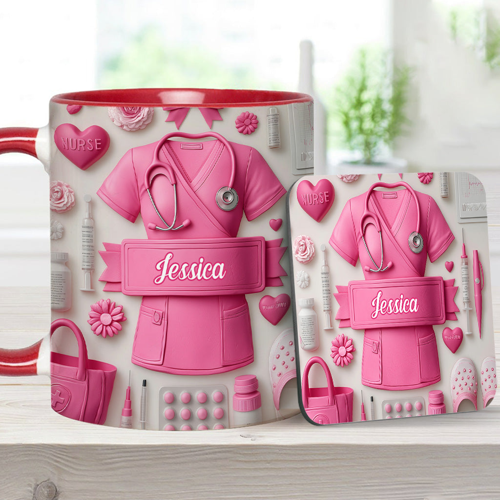 Krankenpflege ist eine Herzensangelegenheit – Personalisierte Tasse mit Krankenschwester-Motiv