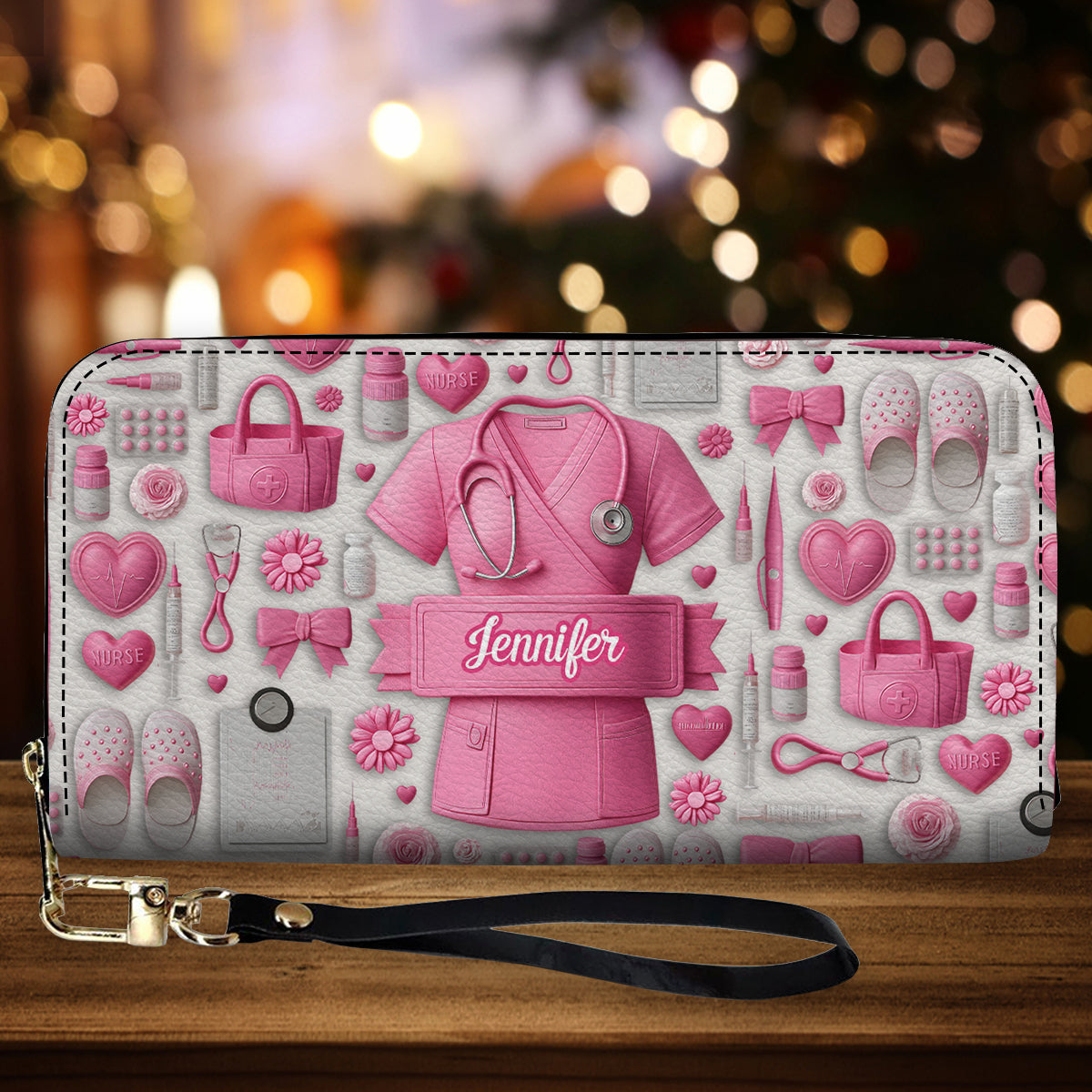 Nursing Is A Work Of Heart - Personalized Nurse Leather Long Wallet