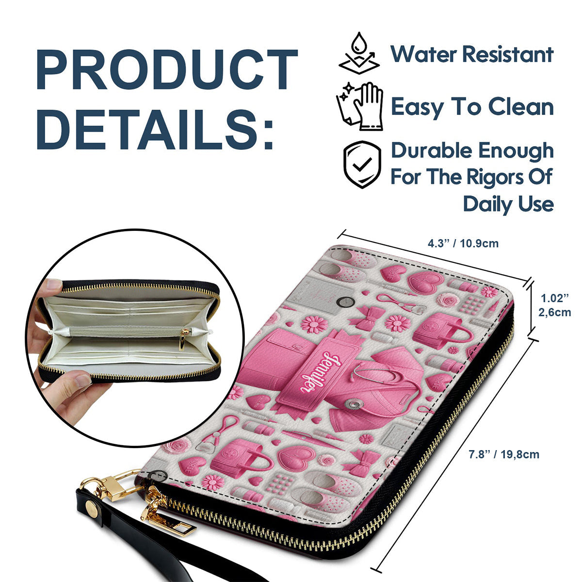 Nursing Is A Work Of Heart - Personalized Nurse Leather Long Wallet