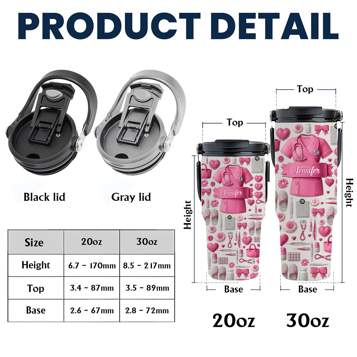 Nursing Is A Work Of Heart - Personalized Nurse Tumbler With Grip Handle