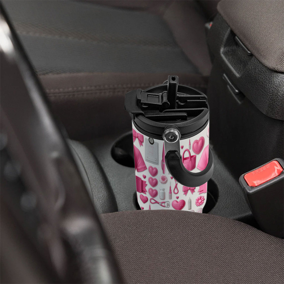 Nursing Is A Work Of Heart - Personalized Nurse Tumbler With Grip Handle