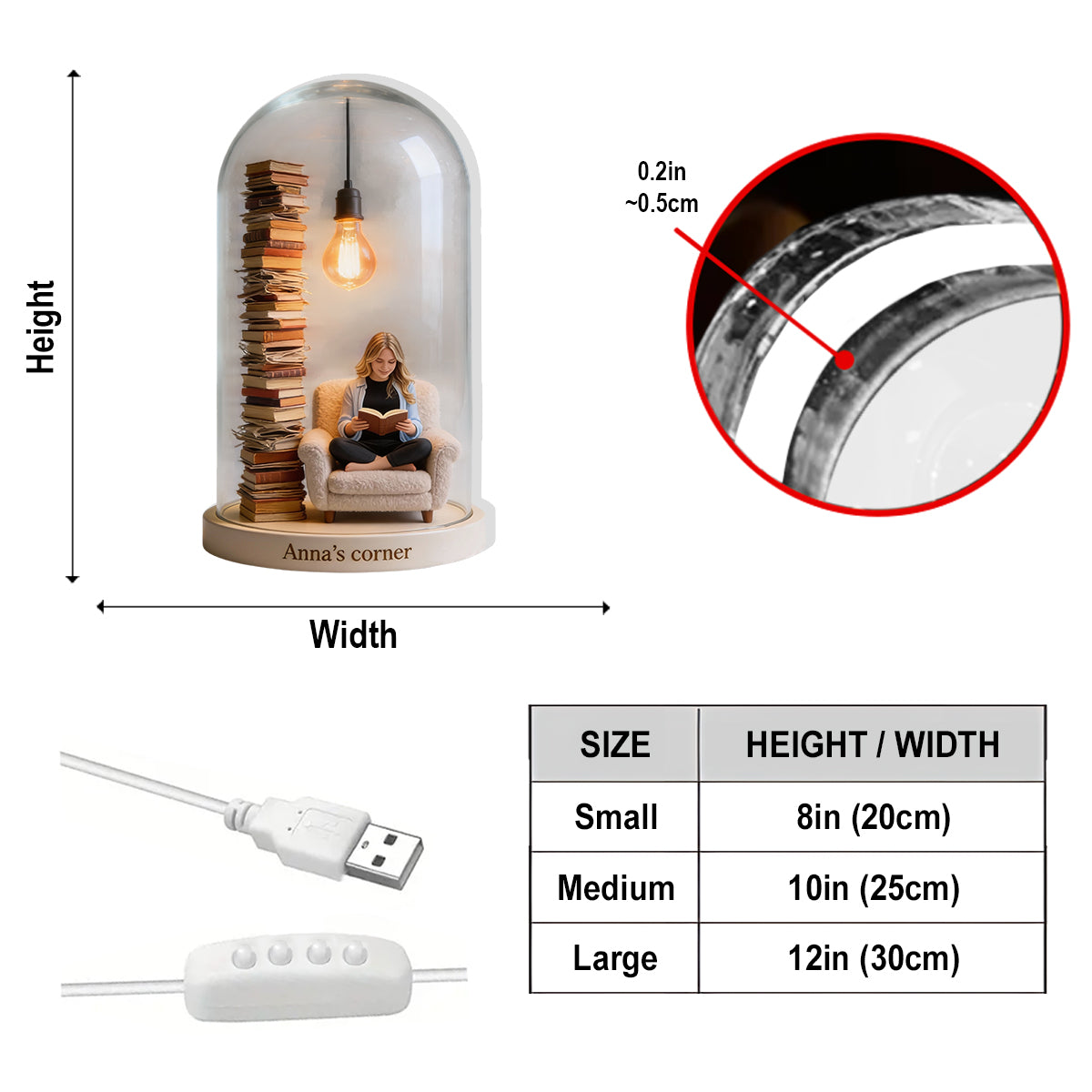 Love Reading - Personalized Book Acrylic LED Night Light