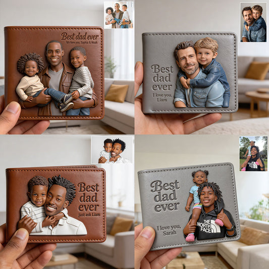 Custom Any Photo - Personalized Father Leather Wallet