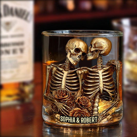 Couple Skeleton - Personalized Skull Whiskey Glass