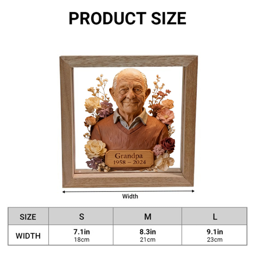 Individuell gestaltbar nach Foto – Personalisierter Gedenkrahmen aus Holz mit LED-Beleuchtung