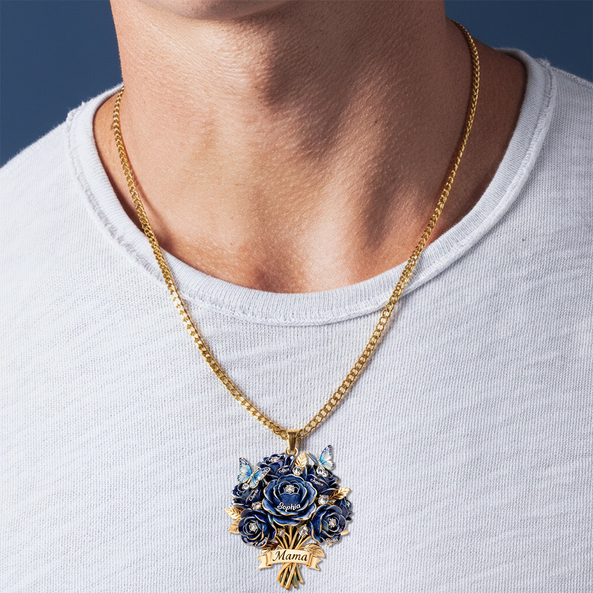 Ich liebe dich, Mama – Personalisierte Halskette mit Anhänger aus Metall in Mutterform