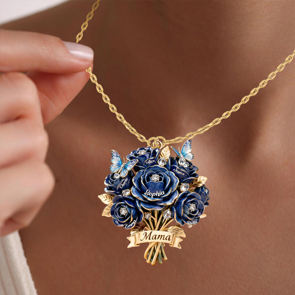 Ich liebe dich, Mama – Personalisierte Halskette mit Anhänger aus Metall in Mutterform