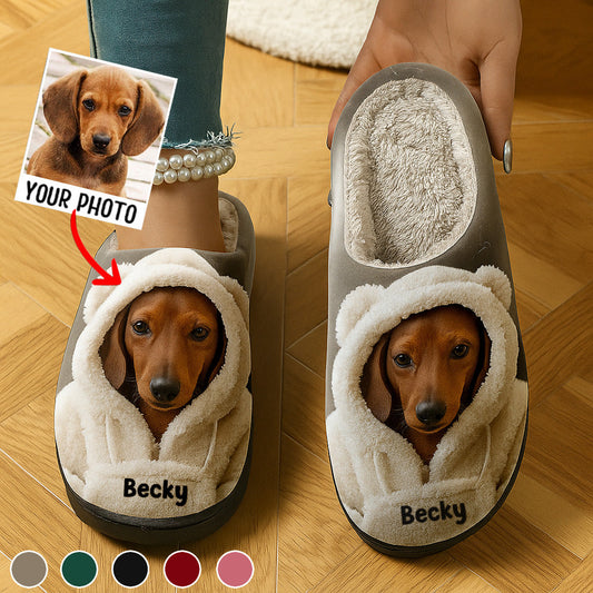 Dog In Winter Hoodie - Personalized Dog Slippers