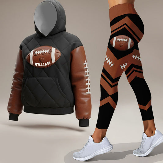 Für Fußball-Mama, Freundin, Ehefrau – Personalisierter Fußball-Hoodie und Leggings für den Spieltag