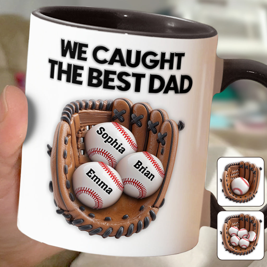 Wir haben den besten Papa erwischt – personalisierte Baseball-Tasse