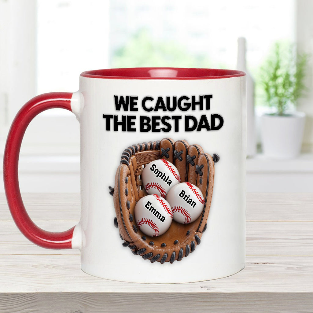 Wir haben den besten Papa erwischt – personalisierte Baseball-Tasse