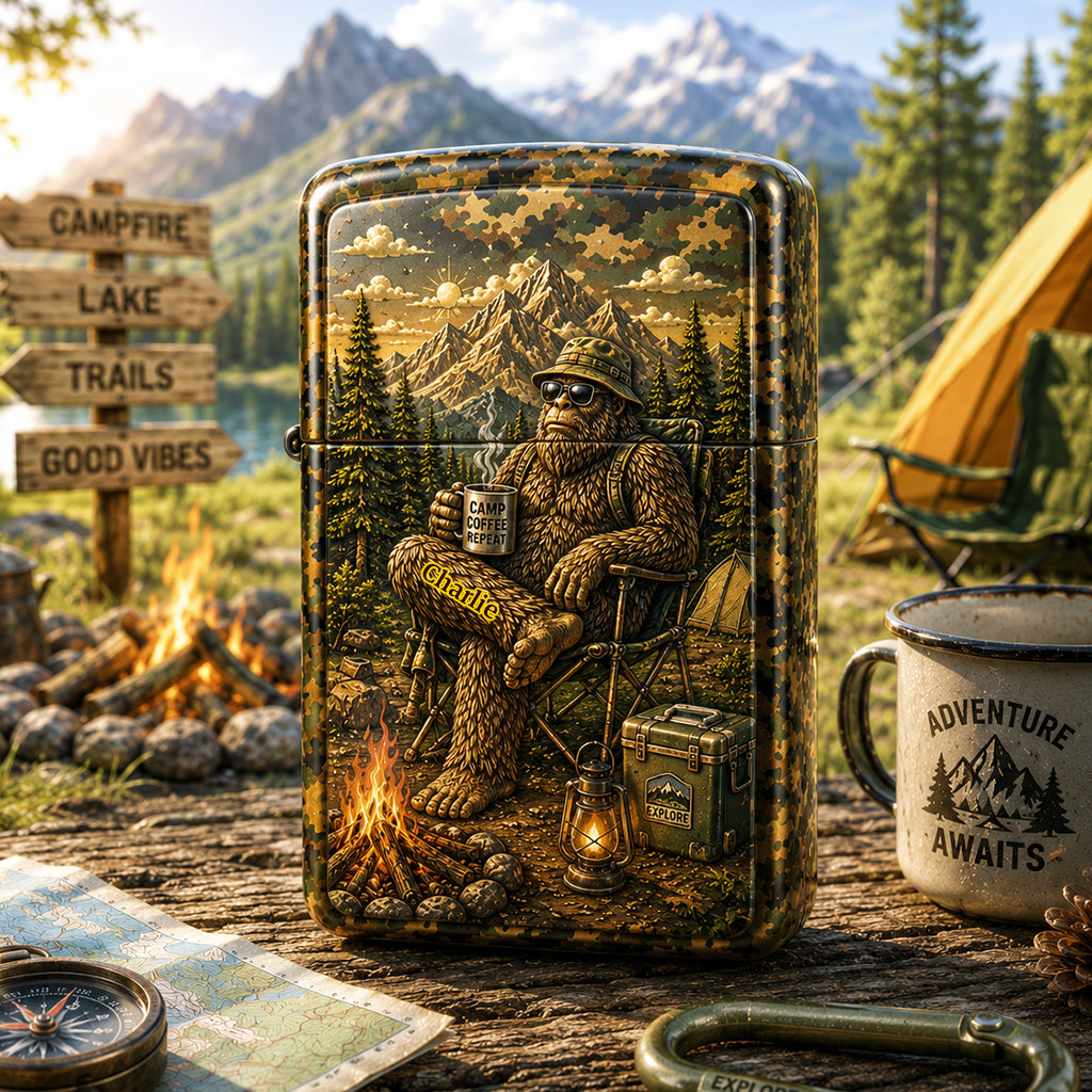 Camping Geschenkidee - Personalisierter Camping Feuerzeug