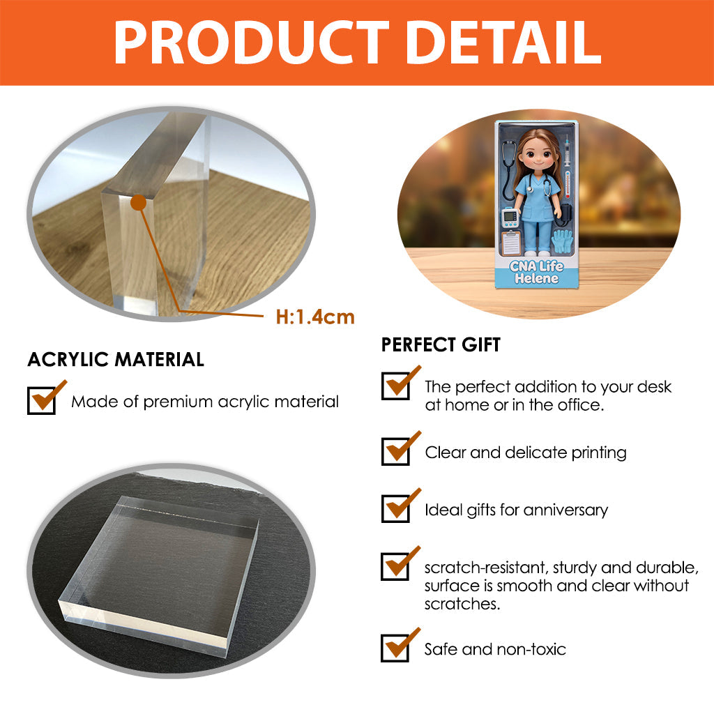 Individuell gestaltbare Acrylplakette für Krankenschwestern nach Foto – personalisierte, individuell geformte Plakette