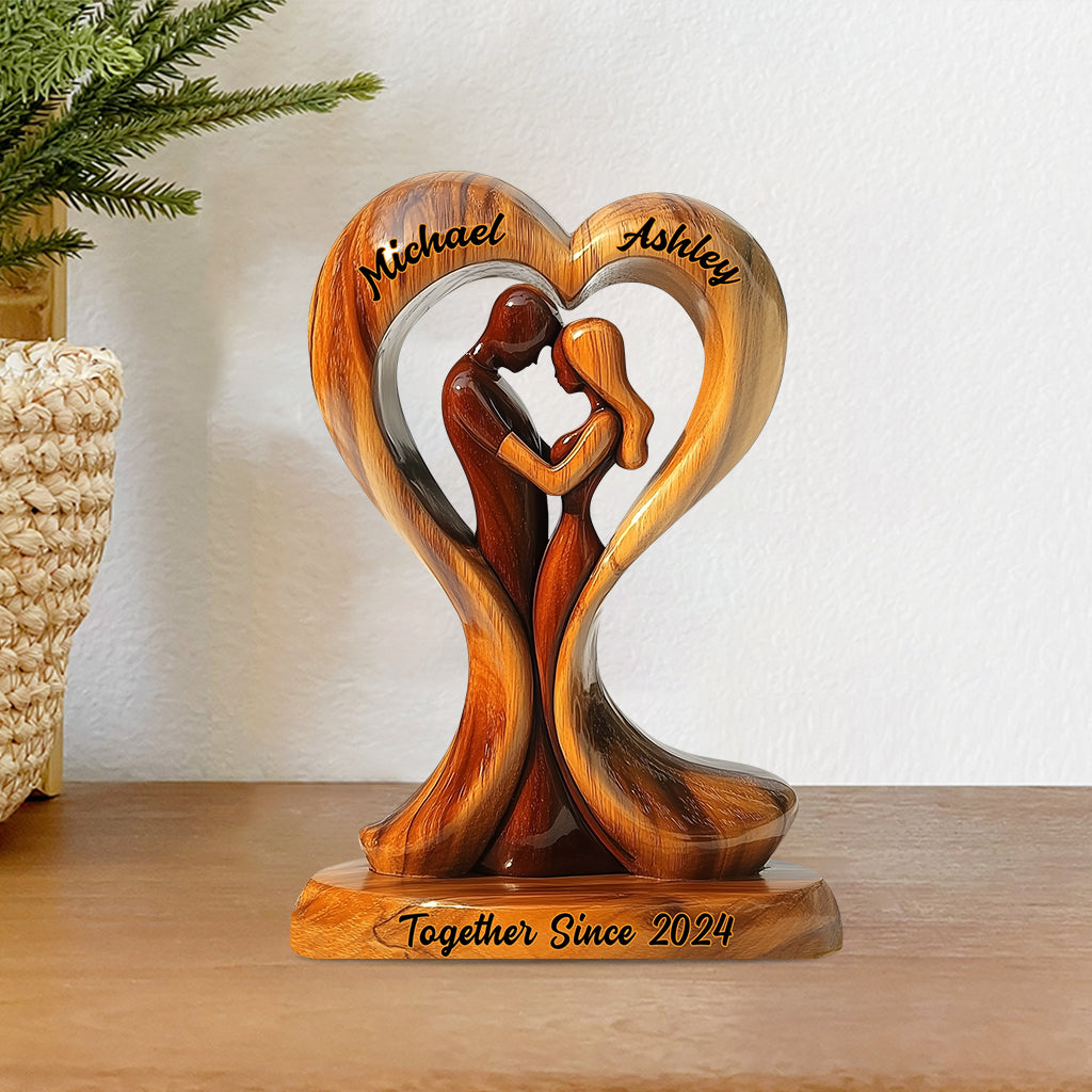 „Du und ich, wir schaffen das“ – personalisierte Acrylplakette in individueller Form für Paare