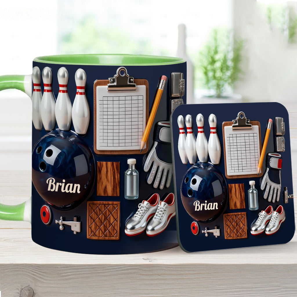 Love Bowling - Personalized Bowling Accent Mug & Coaster