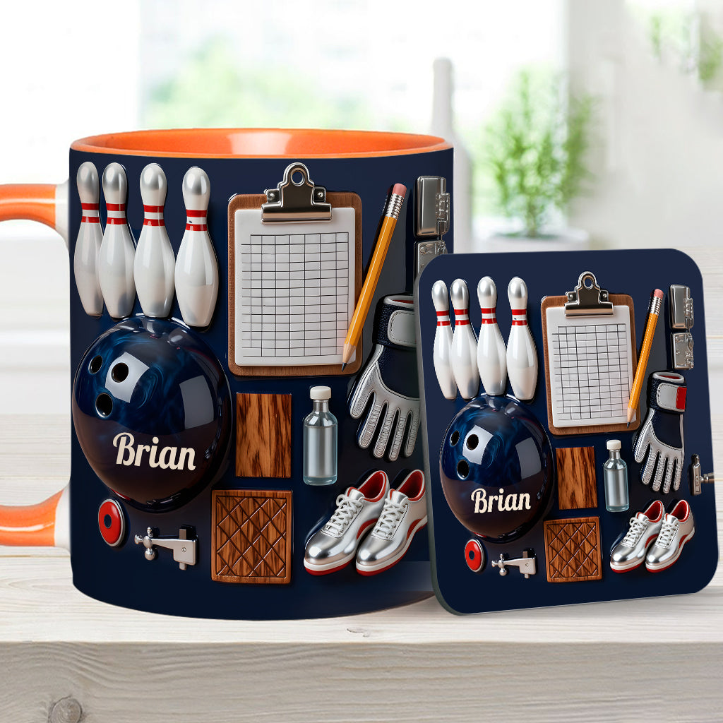 Love Bowling - Personalized Bowling Accent Mug & Coaster