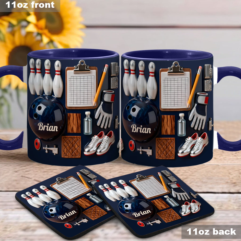 Love Bowling - Personalized Bowling Accent Mug & Coaster