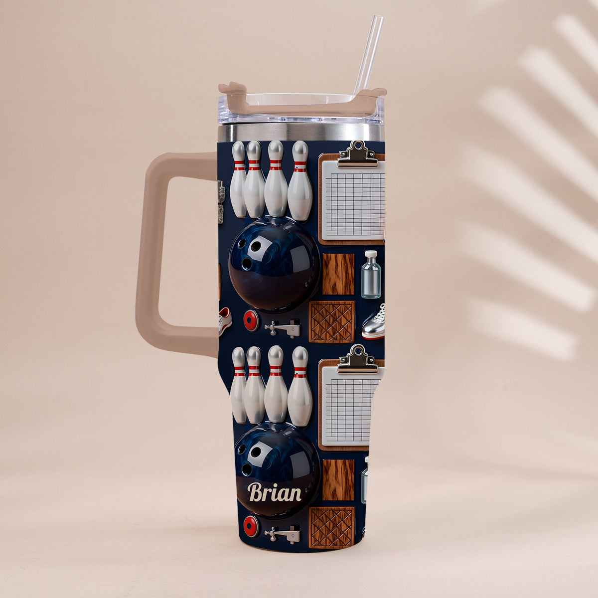 Bowling-Liebe – Personalisierter Bowlingbecher mit Henkel