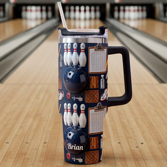 Bowling-Liebe – Personalisierter Bowlingbecher mit Henkel