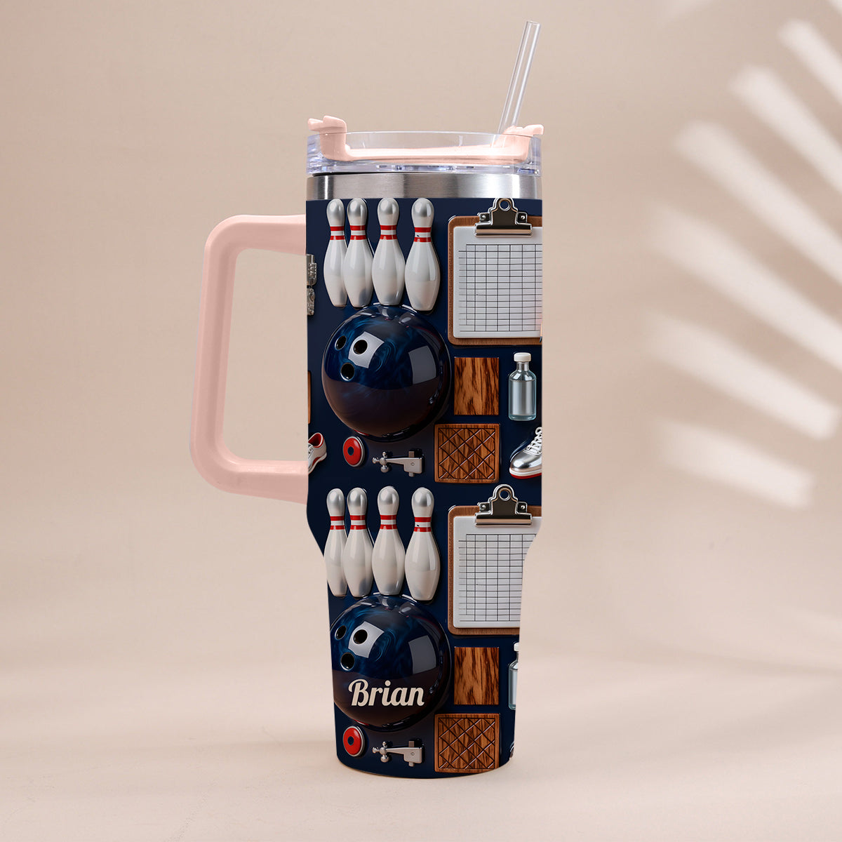 Bowling-Liebe – Personalisierter Bowlingbecher mit Henkel