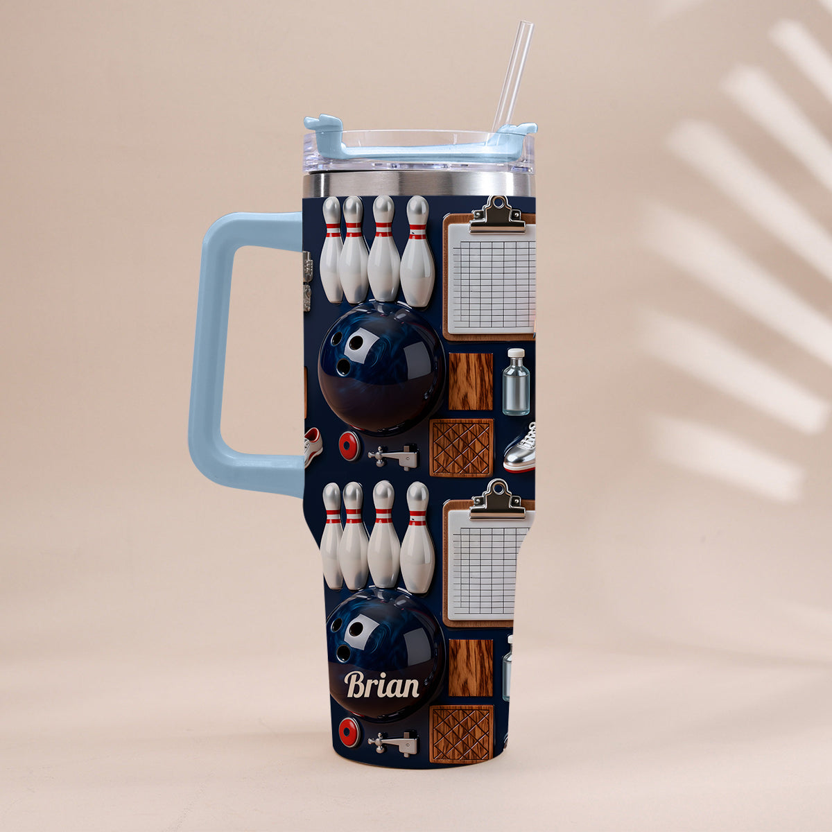 Bowling-Liebe – Personalisierter Bowlingbecher mit Henkel