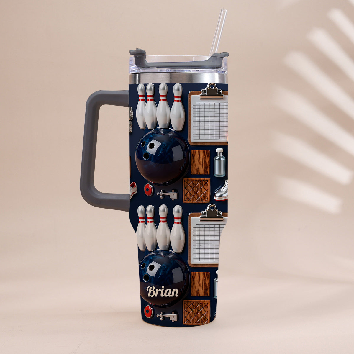 Bowling-Liebe – Personalisierter Bowlingbecher mit Henkel