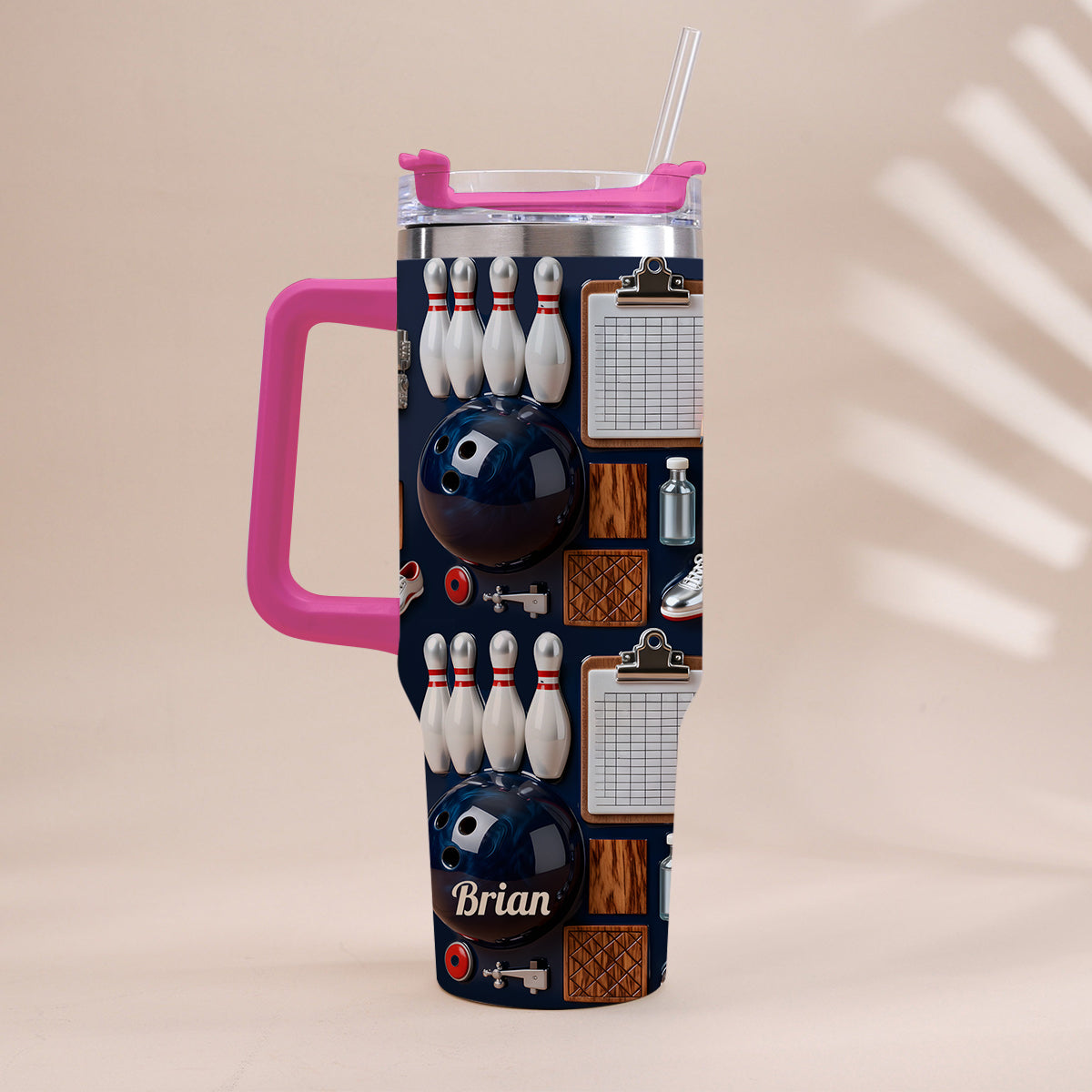 Bowling-Liebe – Personalisierter Bowlingbecher mit Henkel