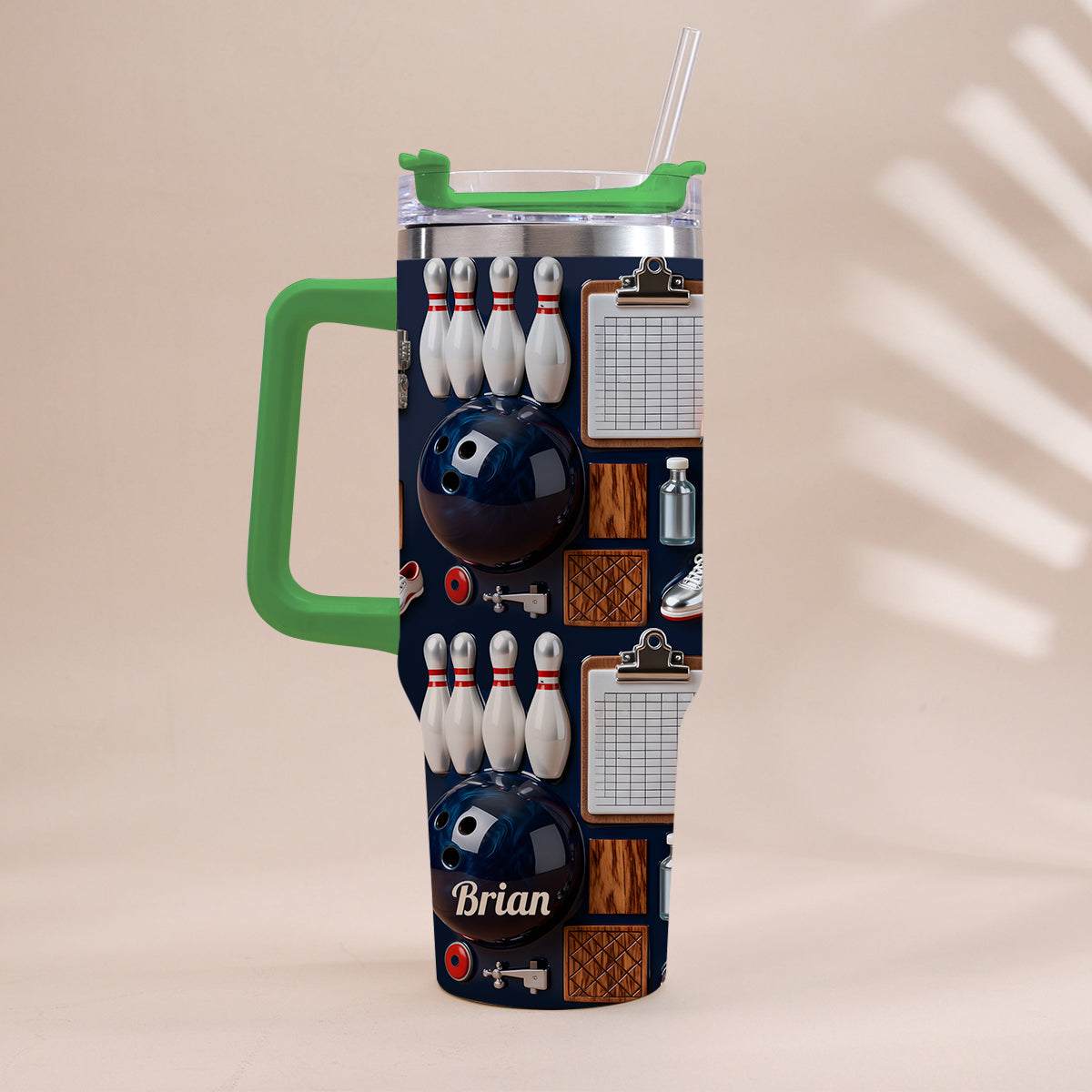 Bowling-Liebe – Personalisierter Bowlingbecher mit Henkel