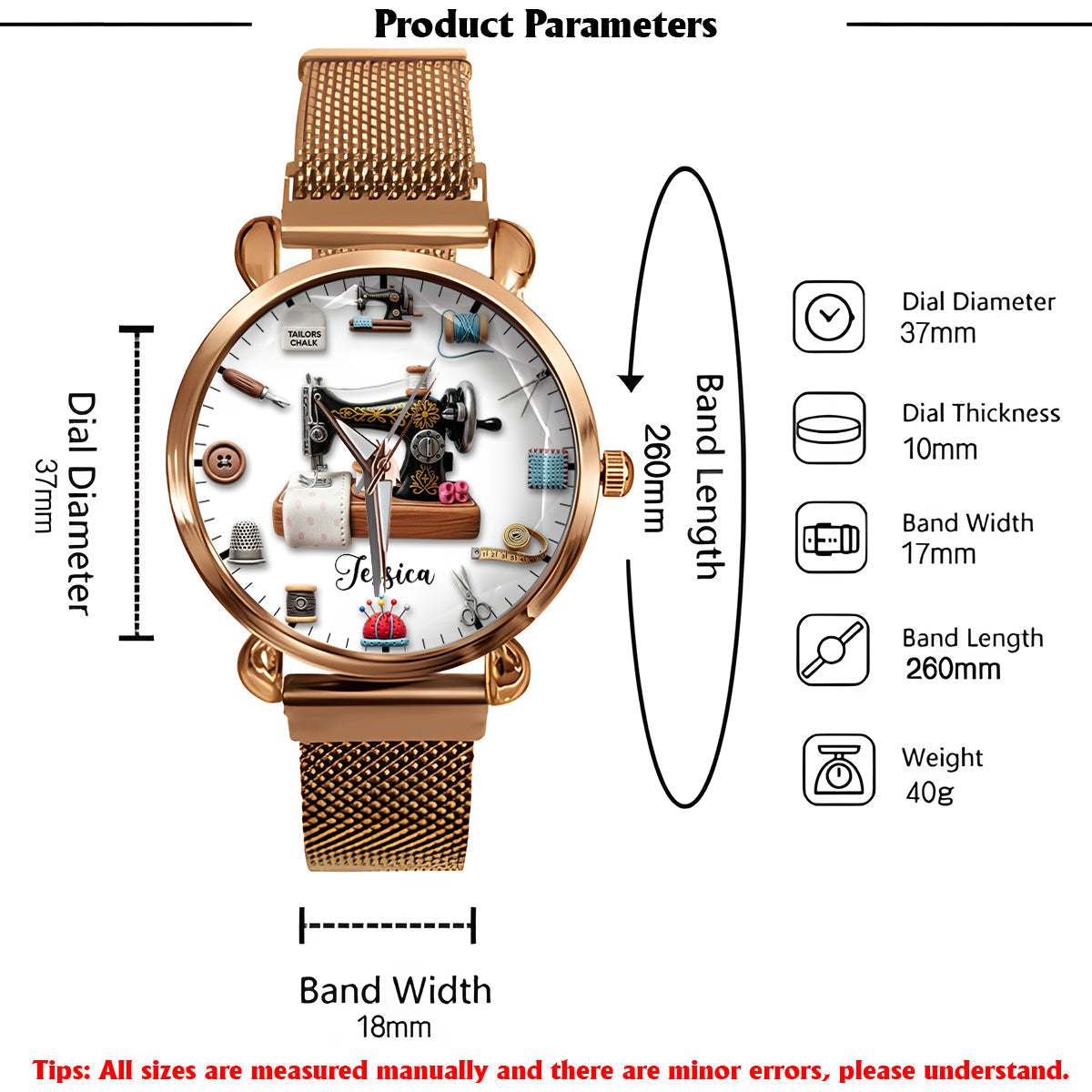 Liebe zum Basteln – Personalisierte Nähuhr für Damen