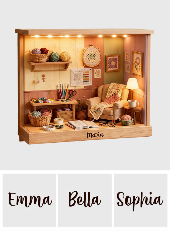 Häkelzimmer – Personalisiertes Acryl-Schild mit LED-Licht für Häkelmotive