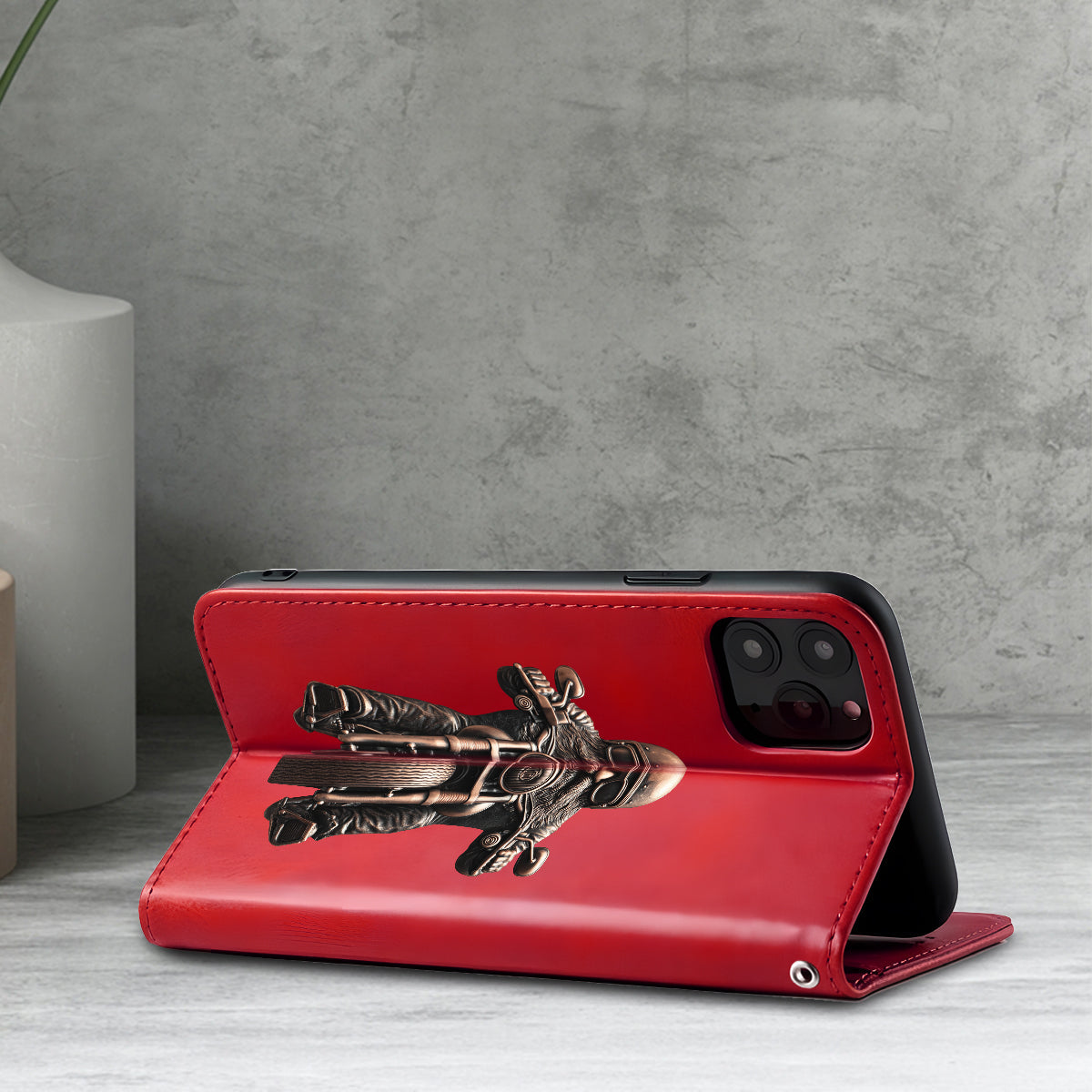 Never Underestimate An Old Man With A Motorcycle - Personalized Biker Wallet Phone Case With Strap