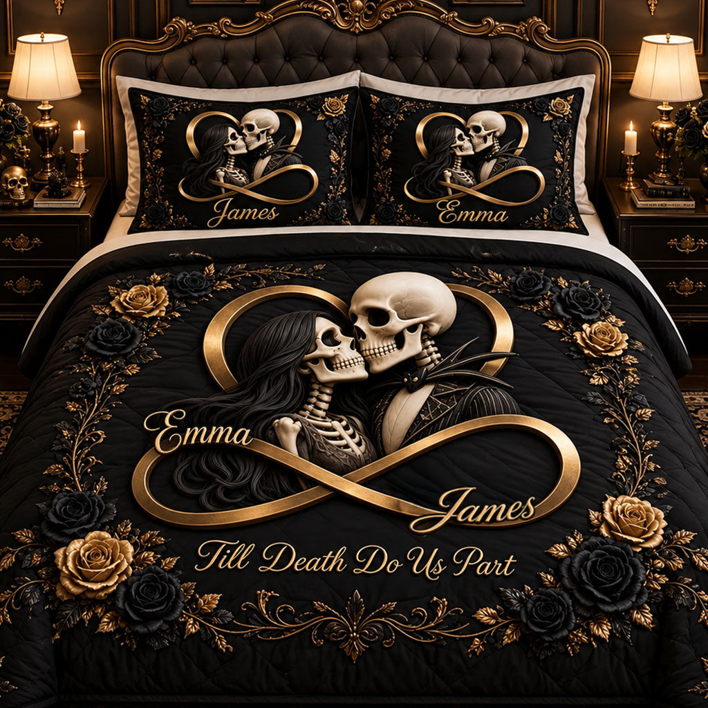 Till Death Do Us Part - Personalized Skull Quilt Set