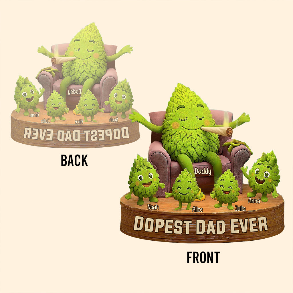 Der coolste Papa aller Zeiten – personalisierte, individuell geformte Acrylplakette mit Weed-Motiv