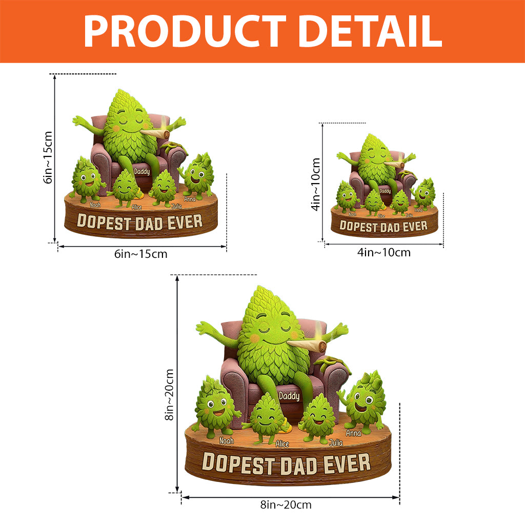 Der coolste Papa aller Zeiten – personalisierte, individuell geformte Acrylplakette mit Weed-Motiv