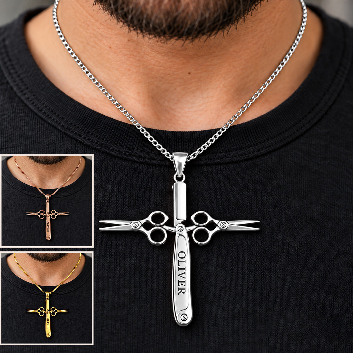 Best Hairdresser - Personalized Hairdresser Shaped Metal Pendant Necklace